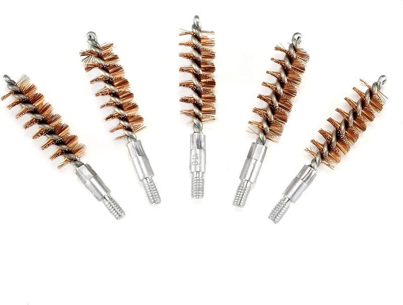 BOOSTEADY 5 Pcs Phosphor Bristle Bronze Bore Gun Cleaning Brush for Pistol Shotgun with 50 Professional Square Patches Multi-Caliber - Image 5